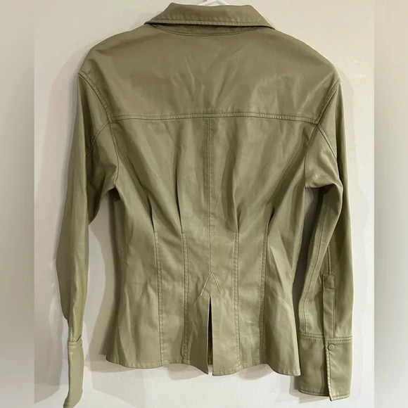 Zara Faux Leather Top Blouse Shacket Corset Seams - Picture 3 of 7